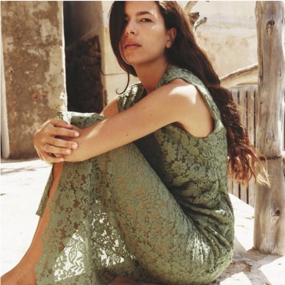 NWT ZARA GREEN MIDI LACE DRESS
